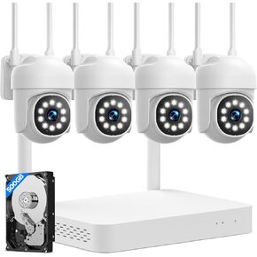 Camcamp Cameras for Home Security, 2-Way Audio Wireless Security Camera System, 1080P 4 Cam-Kit with 500GB HDD, Auto Tracking Color Night Vision 10CH Motion Detection Surveillance Security Camera