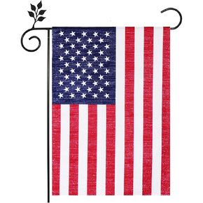 SYII Embroidered American Garden Flag 12x18 Inch Made in USA, Double Sided Heavy Duty Small US Yard Flags for Outdoor Lawn Patio 4th of July Patriotic Decor