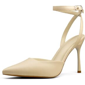 Womens Closed Toe Sandals Wrap Toe Gauze Hope Strap Women's Shoes Stylish Cow Leather Heels Pointed Toe Dress Sexy Sling Back Heels Shoes
