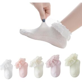 Meeshine Baby Girls Lace Socks Toddler Frilly Ruffle Summer Eyelet Mesh Thin Ankle Dress Socks for Kids 1-8 Years