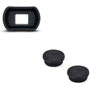 Long Soft EF Eyecup Eyepiece Viewfinder & 2-Pack EF/EF-S Mount Body Cap Rear Lens Cover for Canon EOS Rebel T7 T6 T5 T8i T7i T6s T6i T5i SL3 SL2 90D 80D 77D 70D 60D 5D Mark II 6D Mark II & More Camera