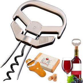 Ah So Wine Opener for Vintage Bottles, Old Wine Corkscrew with Portable Leather Case, Two Prong Cork Puller, for Wine Connoisseurs & Collectors to Uncork, Ideal Gifts for Wine Lovers (01)