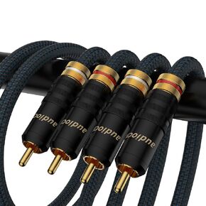 Tertullus RCA Cables, 1 Pair A10 Cable RCA to RCA Male RCA Interconnect Cable 6N OFC Copper Silver Plated HiFi Audio Cable for Home Theater, Subwoofer,HDTV, Amplifiers Subwoofer(2M / 6.6FT)