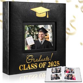 ReliThick Merry Christmas Photo Album Holds 200 Pcs 4 x 6 Inch Photo 2024 Leather Album with Front Window Memory Album Scrapbook for Holiday Christmas Gift College Graduate Gift (Vintage)