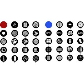WELLMAKING 38Pcs Gobos Kit Metal Modeling Sheet with a Red Colors Gels/Filter, for Snoot, Projector for LED RGB Flash Light