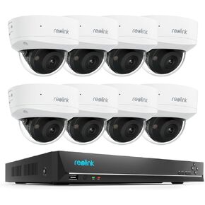 REOLINK 4K PoE Outdoor Security Cameras, Color Night Vision, IK10 Vandal-Proof, Smart Detection, 8X RLC-840A Bundle with 1x 4K 16 Channel with 4TB HDD PoE NVR, RLN16-410