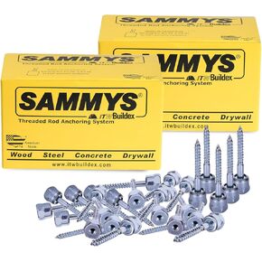 Everflow Sammys 8003957-75 GST 200 1/4 Inch Vertical Threaded Rod Anchor Designed for Wood, Easy Use, No Pre-Drilling Required, Steel with Zinc Finish, 1/4 x 2 Inch Screw Length-(Pack of 75), 75 Piece