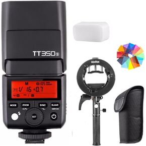 Godox TT350S w/S2 Bracket 2.4G HSS 1/8000s TTL GN36 Wireless Speedlite Flash for Sony Mirrorless DSLR A7 A7R A7S A7-II A7-III A7R-II A7R-III A7S-II A6300 A6000 w/Color Filter