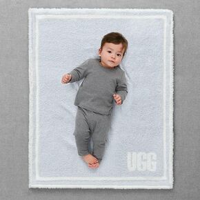 UGG Anabelle Baby Blanket, Comfy Cozy Lightweight Throw Blanket for Newborn Baby Boys, Plush Sherpa Blankie, Soft & Gentle on Skin, 31" x 41", Glacier Grey