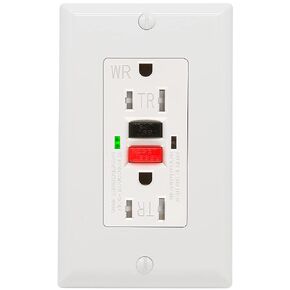 GFCI Outlet 20 Amp, UL Listed, Self-Test GFI Receptacles, TamperResistant, Weather Resistant, LED Indicator, with Decor Wall Plates and Screws, Indoor or Outdoor Use (Red/Black)