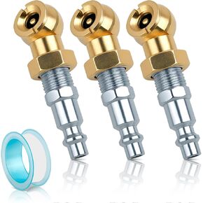 3 Pack Ball Foot Air Chuck 1/4" FNPT Closed Flow Tire Chucks Inflator Nozzle w/Air-Chuck Quick Connect for Tire Inflator Gauge Air Compressor Attachments