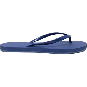 Tory Burch Women's Navy Sea Solid Ankle Strap Flat Flip Flop Sandal - Size 8, Medium Width