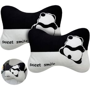 WAYUTO Set of 2 Car Seat Headrest Cartoon Plush Pillows Panda Climbing The Wall Head Rest Cushion Neck Supporter for Comfortable Driving Travel Companion