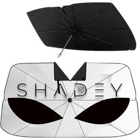 مظلة سيارة قابلة للسحب للزجاج الأمامي، قابلة للطي، غطاء سيارة للحماية من الأشعة فوق البنفسجية، للاستخدام في الهواء الطلق، مثالية لسيارات السيدان وسيارات الدفع الرباعي والكوبيه (أسود كلاسيكي) in Kuwait