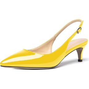 SHOWFOREST Women's Sexy Patent Dating Slingback Pointed Toe Slip On Kitten Low Heel Pumps Shoes 2 Inch