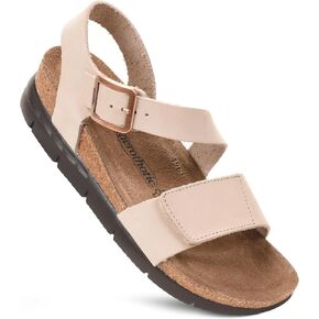 AEROTHOTIC Leather Platform Sandals with Arch Support Comfy Velcro Strap with Adjustable Buckle Slingback Open Toe Walking Indoor Outdoor Wedge Sandals for Women