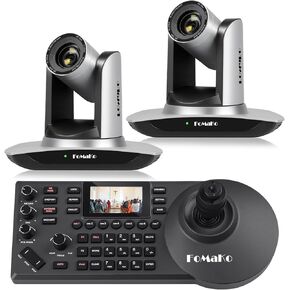FoMaKo AI Auto Tracking HDMI PTZ Camera 20x Optical Zoom for Church Services Worship Education(2pcs) + KC608 Pro PTZ Controller (FMK12UH Prox2 + KC608 Pro)