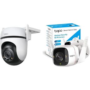 Tapo 2K QHD Wi-Fi Pan/Tilt Outdoor Security Camera Bundle with Wired Spotlight Camera, AI Detection, Color Night Vision
