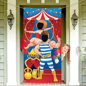 KatchOn Large Carnival Photo Booth Backdrop - 72x36 Inch | Carnival Decorations | Photo Booth Banner for Circus Theme Party Decorations