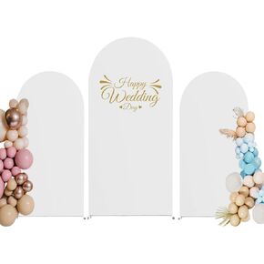 Wedding Arch Cover Set of 3 Spandex Fitted, Balloon Backdrop Arch Stand Cover for Round Top Chiara, Backdrop Stand Covers for Wedding Birthday Party Baby Shower Decoration 7.2FT, 6FT, 6FT