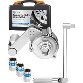 Saker Torque Multiplier Wrench Set-Heavy Duty Labor-Saving Nut Disassembly Tool with 11/16" 3/4"13/16", 17mm/19mm/21mm Sockets Perfect for Loosening Car Tire Lug Nuts