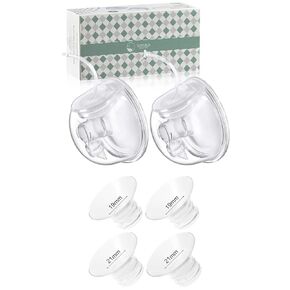 Breast Pump Milk Collection Cup - Compatible with Spectra S1/S2/S9,24mm Flange Milk Collector Cup Tubing Parts, 4PCS Flange Insert 19/21mm Replace Breast Pump Kits