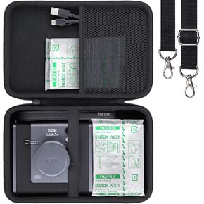 khanka for Fujifilm INSTAX Wide EVO 2-in-1 Instant Film Camera and Printer Travel Case,Black(Case Only,with Shoulder Strap)