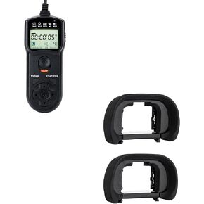 JJC Wired Intervalometer Timer Remote & 2-Pack FDA-EP18 Eyecup Eyepiece for Sony A7 A7II A7III A7 II A7 III A7R A7R II A7RII A7R III A7RIII A7R IV A7RIV A7S A7S II A7SII A9 A58 Cameras