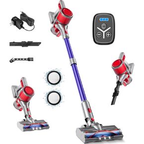 Cordless Vacuum Cleaner - Rechargeable, 45Kpa Powerful Stick Vacuum Cleaners for Home, Up to 45Mins, 8-in-1 Lightweight Handheld Vacuum for Carpets, Pet Hair, Hardwood Floors, Purple