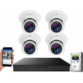 GW Security Cameras System 8CH (3840x2160) HD-TVI 4K CCTV DVR with 4 Weatherproof 3840TVL 8MP 100ft Night Vision UltraHD 4K Outdoor/Indoor Surveillance Dome Cameras, App & Email Alert with Snapshot