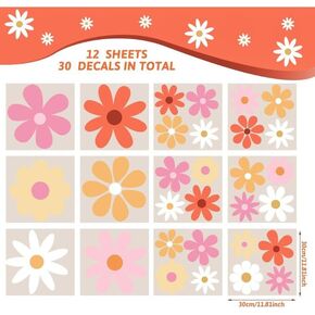 12 Sheets Lovely Daisy Wall Decals Flower Wall Stickers Large Daisy Wall Stickers Daisy Decals for Wall Peel and Stick for Nursery Kids Girls Bedroom Living Room Wall Decor (Fresh Style)
