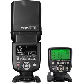 Yongnuo YN560 III Wireless Flash Speedlite + YN560-TX II C LCD Flash Trigger Remote Controller for Canon, GN58 @ ISO100 Negative LCD Screen