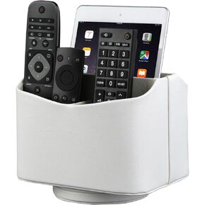 HofferRuffer Elegant Spinning Remote Control Holder, Remote Controller Holder, Remote Caddy, Media Storage Organizer, Spinning Remote Control Organizer, 7.3X 5.5 x 6 inches, Nice Black PU Leather