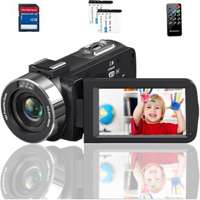 8K 64MP Camcorder Video Camera 18X Digital Zoom YouTube Vlogging Camera Webcam IR Night Vision 3.0"Touch Screen Camcorders, 32G SD Card, 2.4G Remote Control and 2 Batteries
