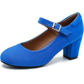 Women's Mary Jane Shoes Low Block Heel Ankle Strap Closed Round Toe Pumps Dress Wedding Office Work Church Shoes