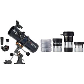 Celestron - AstroMaster 114EQ Newtonian Telescope, Fully-Coated Glass Optics - Adjustable-Height Tripod - Bonus Astronomy Software Package & AstroMaster Telescope Accessory Kit