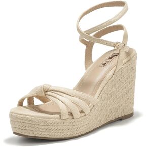 IDIFU IN4 Wedge Sandals for Women Espadrilles Ankle Strap Platform Wedges Heels for Women Wedding Bridal Ladies Wedge Sandals Comfortable Summer Dressy Sexy Strappy Wedge Shoes