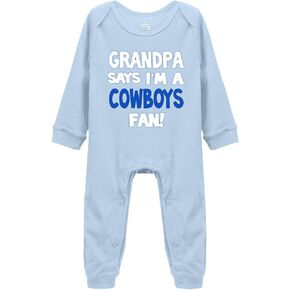 Grandpa Says I'm A Cowboys Fan Baby Bodysuit Baby Cowboys Fan Clothes