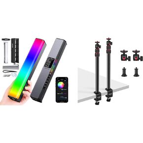 NEEWER RGB1 LED Video Light Stick, Touch Bar & APP Control, Magnetic Handheld Photography RGB Light, Dimmable 3200K~5600K CRI98+ Full Color 17 Light Scenes, 2PCS Extendable Camera Desk Mount Included