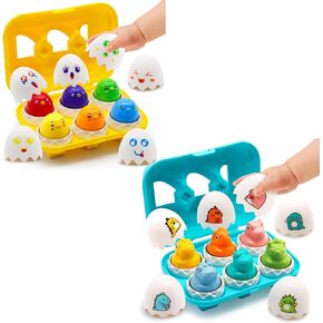 MOONTOY Montessori Dinosaur Egg + Montessori Hide & Squeak Chicken Egg Toys