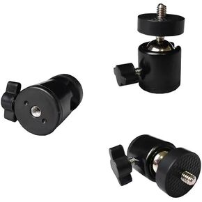 3 Pack Mini Ball Head 1/4'' Screw Swivel Tripod Head Mount 360 Degree Rotating Base Adapter Ballhead for Camera Tripod Dash Cam Phone Clip Photography Light Stand Boom Arm Selfie Stick
