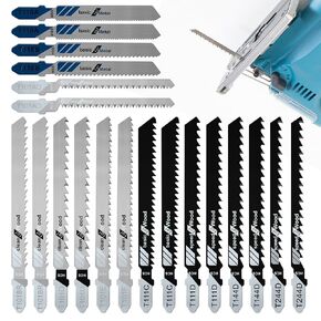 T Shank Jigsaw Blades Tool, 20 Pcs T-Shank Jig Saw Blades for Wood, Plastic and Metal, Jig Saw Blade Set for Cutting, T-Shank Multi-Purpose Jigsaw Blades for Most Jig Saw Models