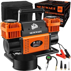 Metoware Ofrroad Air Compressor مع مجموعة تضخيم إطارات مقياس الضغط الرقمي ، مضخة هواء محمولة 12 فولت مع 10.6 CFM ، مضخة هواء للسيارة الثقيلة ، 150psi كحد أقصى لـ 4 × 4 سيارات الدفع الرباعي RV ATV شاحنة
