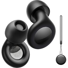 Ear Plugs for Sleeping Noise Cancelling, Hearing Protection Reusable Earplugs with 25dB Noise Reduction, 4 Sizes and Silicone Cord - Easy to Carry for Sleep, Focus, Concerts, Work, Study, Black