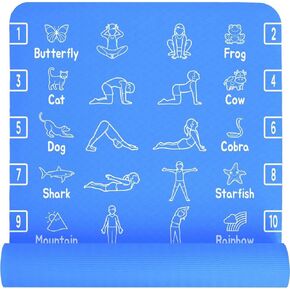 Kids Yoga Mat - Non-Slip Lightweight TPE Exercise Mat - Ideal for Boys & Girls (Ages 3-12), Toddlers & Children in Kindergarten, Preschool, School. PVC Free. 6mm Thick. Carry Strap