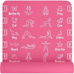 Kids Yoga Mat - Non-Slip Lightweight TPE Exercise Mat - Ideal for Boys & Girls (Ages 3-12), Toddlers & Children in Kindergarten, Preschool, School. PVC Free. 6mm Thick. Carry Strap