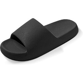 House Slides for Women Men, Quick Drying Non Slip Shower Shoes, Lightweight Open Toe Cloud Slippers, Waterproof Comfy Beach Bathroom Summer Sandals for Indoor Outdoor