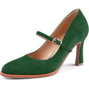 Closed Toe Heels for Women Stylish Mary Jane Pointed Toe 3.5 inch Stiletto Heel Pumps Spring Summer Office Wedding Party Dress Shoes
