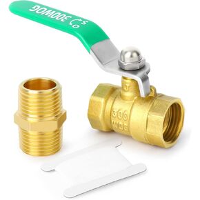 GASHER 1PCS Brass Mini Ball Valve Kit, 3/4 Inch Female x Female Thread Pipe Fitting with Nipple