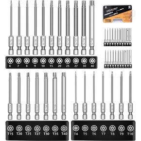 Mulwark 2-in-1 حزمة بتات الحفر: 14pc Security Torx بت و 33pc hex hex bit allen مجموعة بت-مغناطيسي ، متينة ، متعددة الاستخدامات